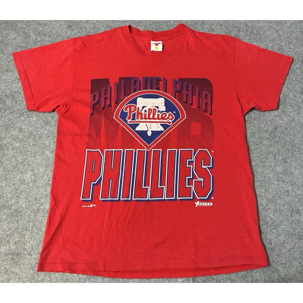Vintage Phillies World Series 1993 MLB National Champions T Shirt Red Size L